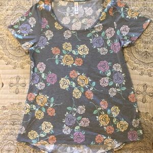 Lularoe Classic Tee Medium - Grey Floral